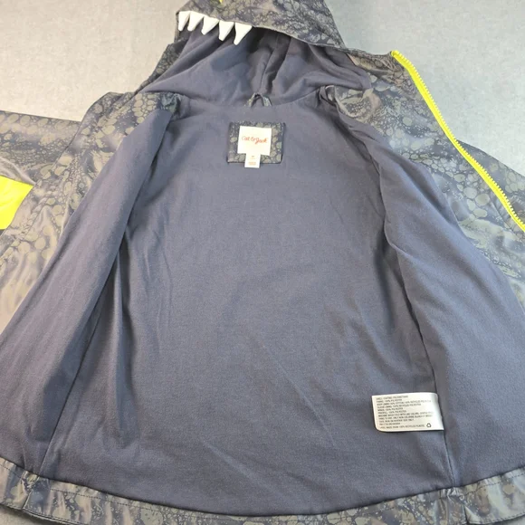 Cat & Jack Kids Hooded Dinosaur Rain Jacket with Neon Accents 5T - Picture 6 of 15